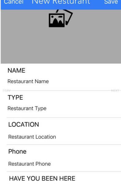 iOS Restaurant Journal